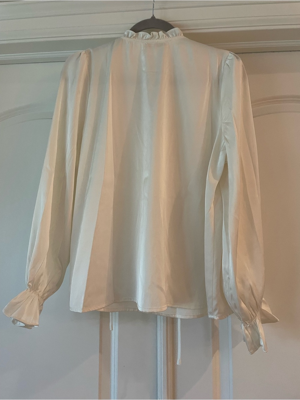 Ivory Ruffle Tie-Neck Blouse - Picture 5 of 6